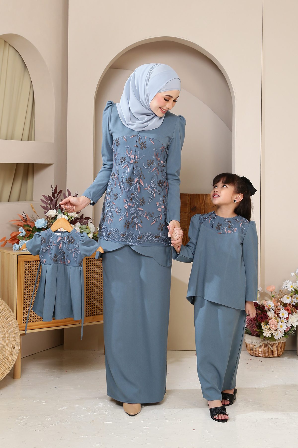 Cempaka Kurung Moden Dewasa Teal Blue