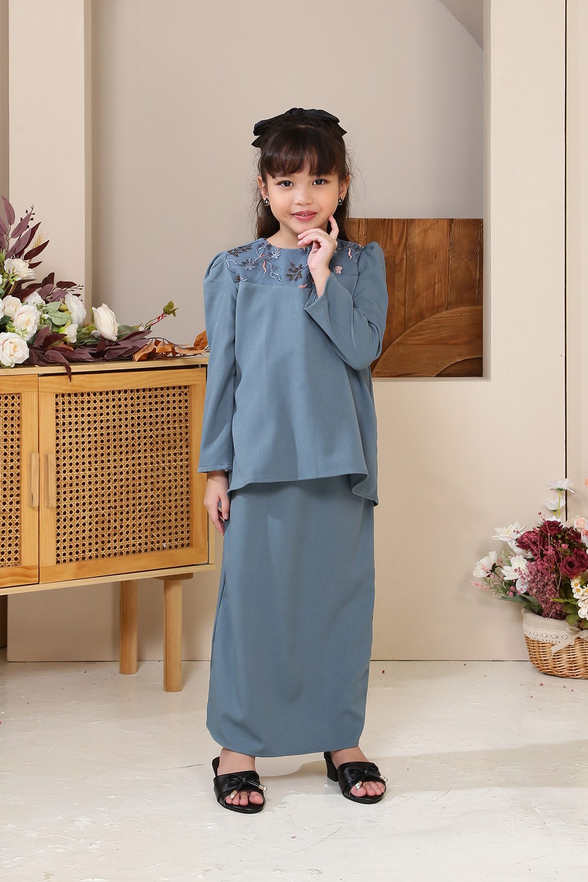 Cempaka Kurung Moden Kids Teal Blue