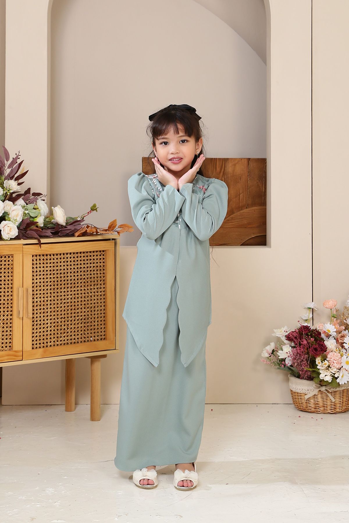 Seroja Kebaya Kids Dusty Green