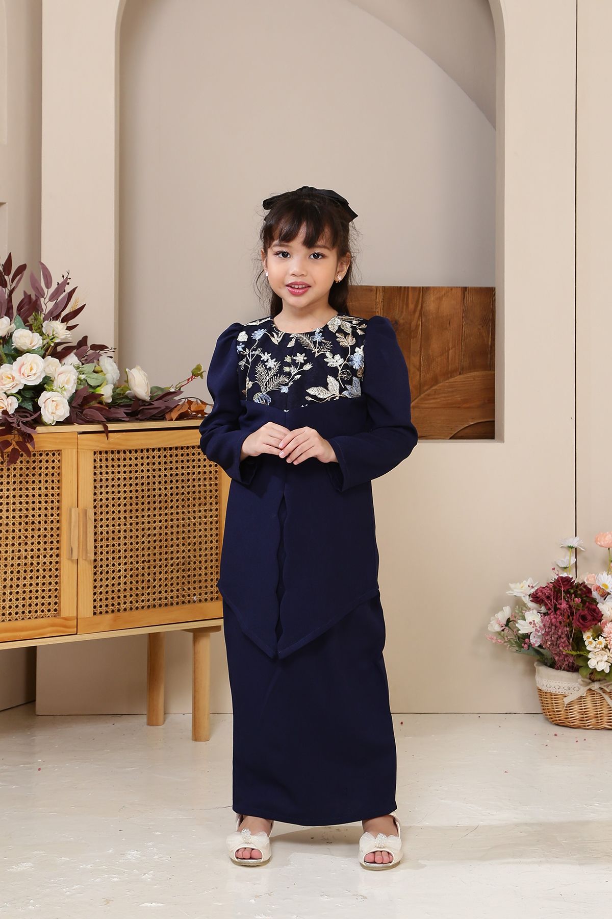 Seroja Kebaya Kids Navy Blue